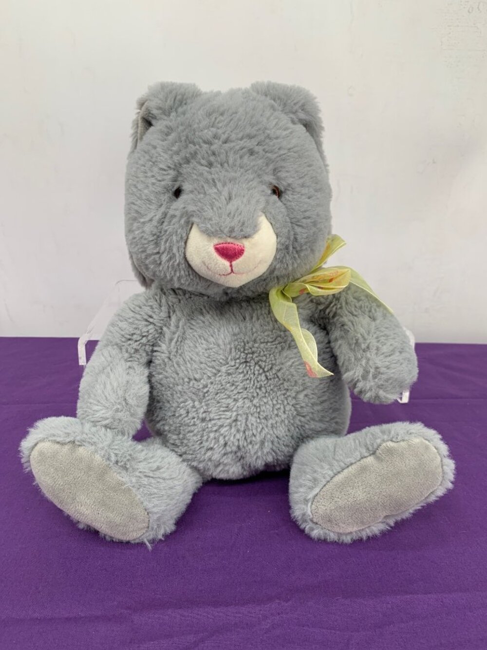 Fiesta Vernon Gray Bunny yellow bow with Easter eggs Velvet inside to ears and f